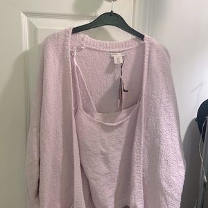 Pink sweater with matching tank top set